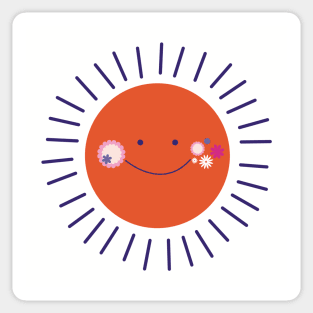 Summer cute funny happy smiling sun with flowers Sticker